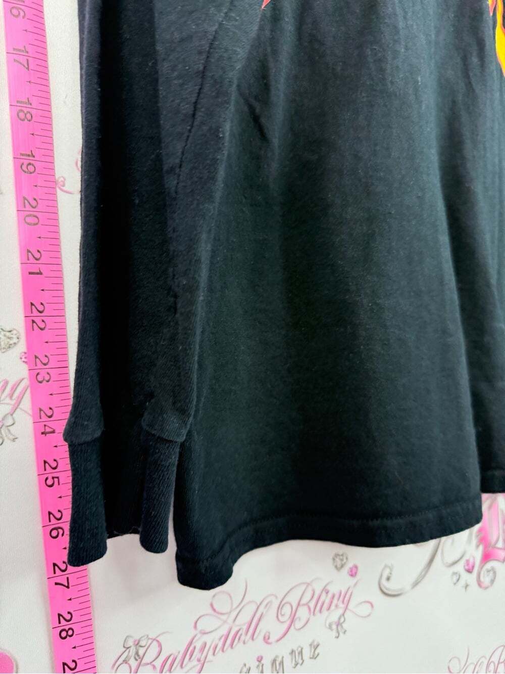 Gildan Black Long-Sleeve Tee with Yellow-Orange "REVENGE" Graphic - Picture 4 of 10